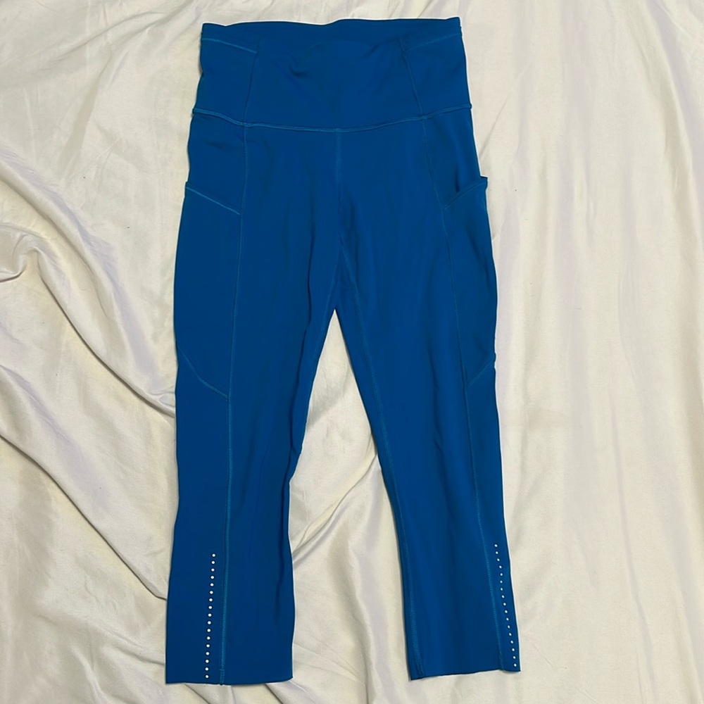 Lululemon fast and free crop teal blue size 4